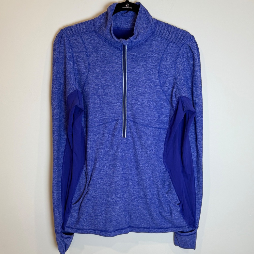 Lululemon Purple Quarter Zip Running Jacket Thumbholes Pockets Size 12